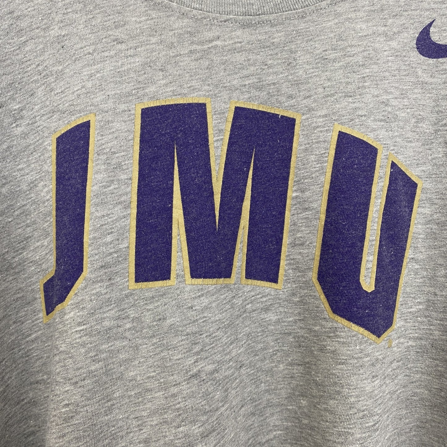 古着 used　NIKE ナイキ　半袖カレッジプリントTシャツ　JMU　ジェームズマディソン大学　レトロ　グレー　Lサイズ
