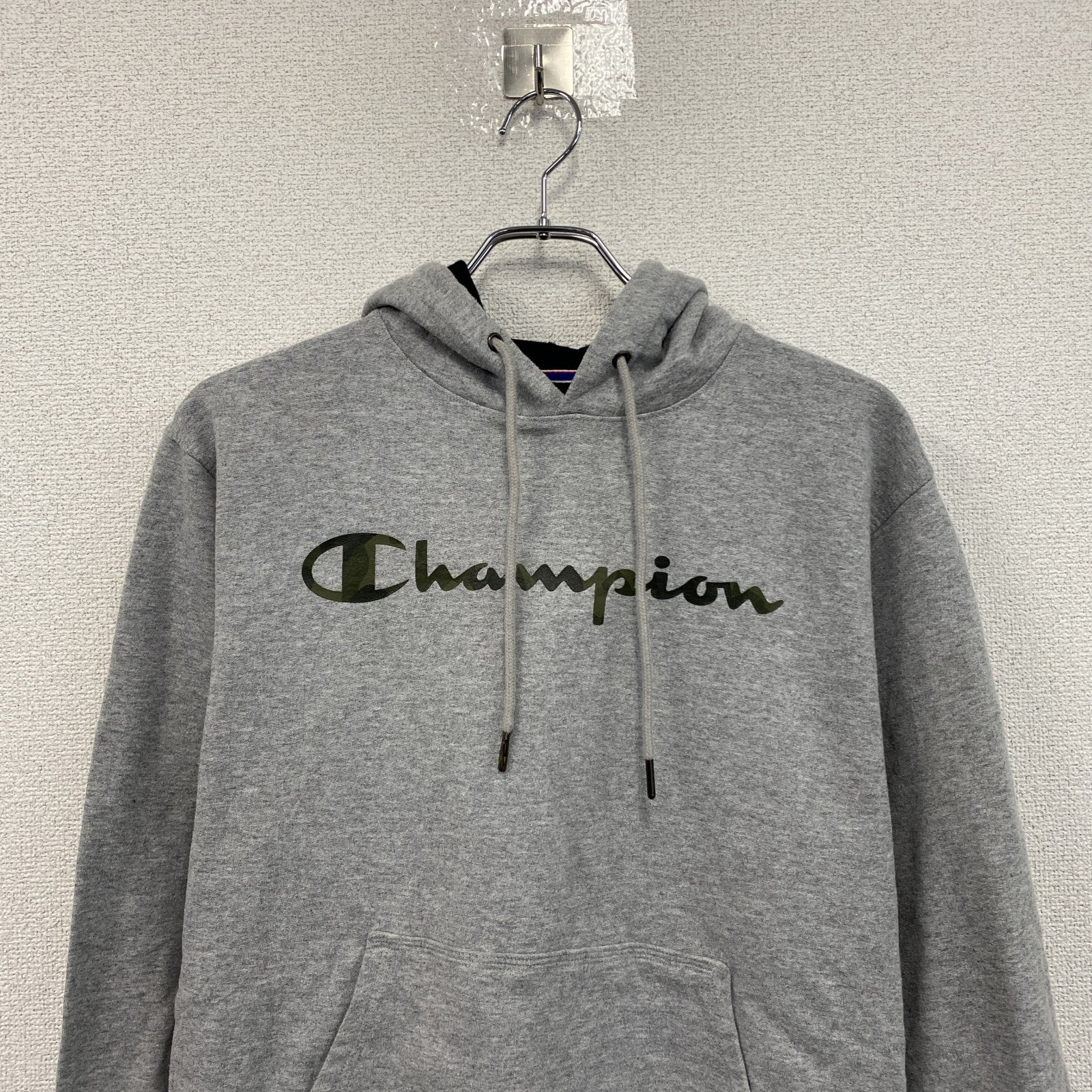 Champion　チャンピオン　スウェットパーカー/フーディー　デカロゴ　現行　灰色　グレー　Sサイズ
