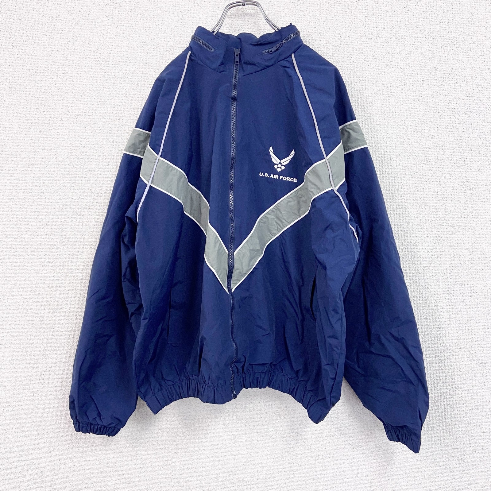 00s　U.S.AIR FORCE　米軍　トレーニングジャケット　ナイロンジャケット　紺　ネイビー　XLサイズ