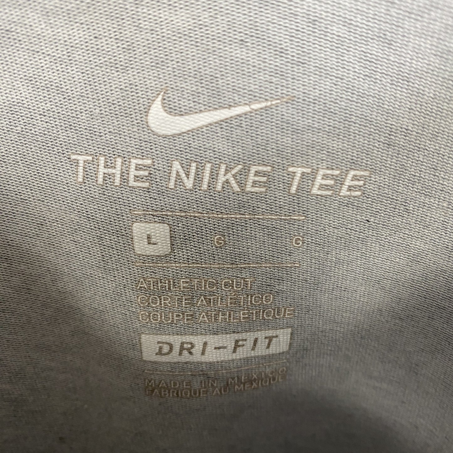 古着 used　NIKE ナイキ　半袖カレッジプリントTシャツ　JMU　ジェームズマディソン大学　レトロ　グレー　Lサイズ