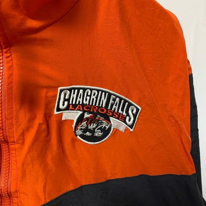 古着 used　Boathouse　長袖ハーフジップナイロンジャケット　バックプリント　虎　バイカラー　オレンジ　黒　Mサイズ
