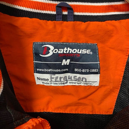 古着 used　Boathouse　長袖ハーフジップナイロンジャケット　バックプリント　虎　バイカラー　オレンジ　黒　Mサイズ