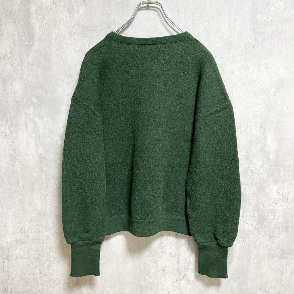 古着　used　70s　80s　LACOSTE　ラコステ　長袖Vネックニット　セーター　フランス製　緑　ヴィンテージ　Mサイズ
