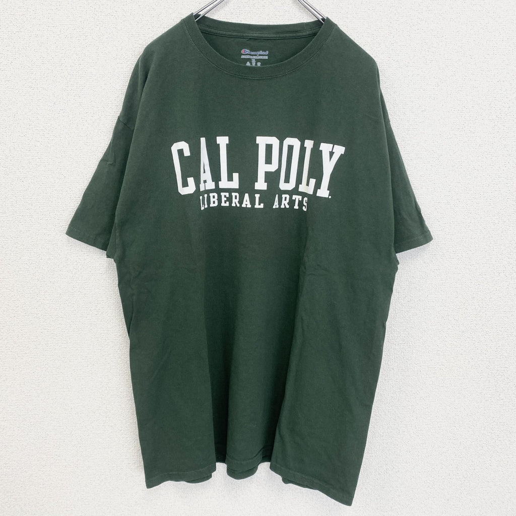 古着 used　champion チャンピオン　半袖カレッジプリントTシャツ　カリフォルニア工科大学　クルーネック　緑　XLサイズ