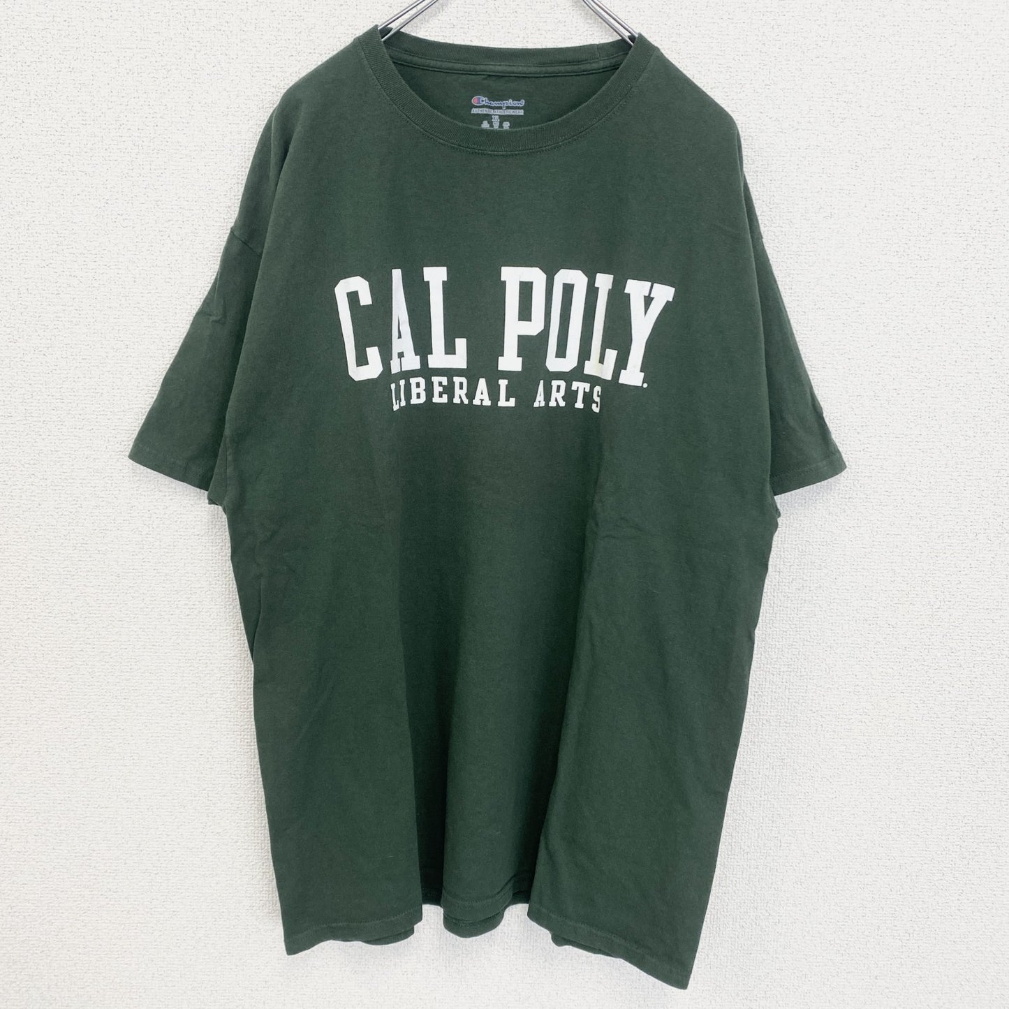 古着 used　champion チャンピオン　半袖カレッジプリントTシャツ　カリフォルニア工科大学　クルーネック　緑　XLサイズ