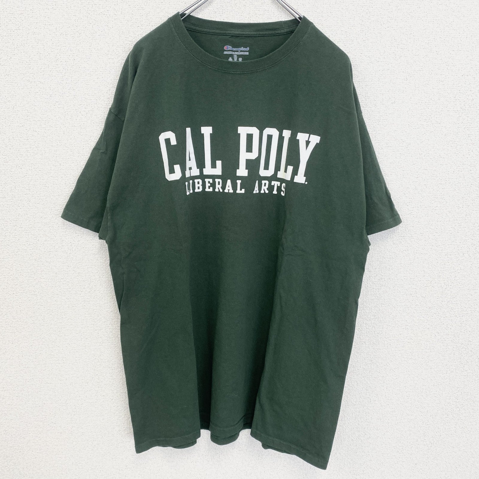 古着 used　champion チャンピオン　半袖カレッジプリントTシャツ　カリフォルニア工科大学　クルーネック　緑　XLサイズ
