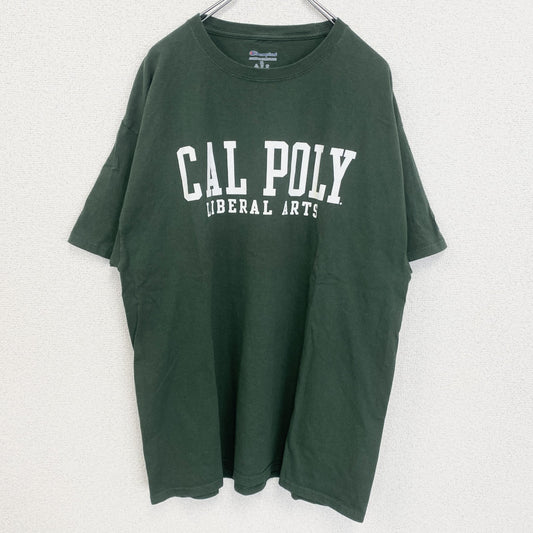 古着 used　champion チャンピオン　半袖カレッジプリントTシャツ　カリフォルニア工科大学　クルーネック　緑　XLサイズ