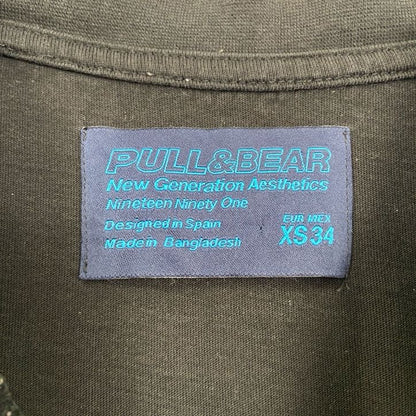 古着 used　PULL&BEAR　プルアンドベア　半袖デザインプリントTシャツ　クルーネック　バス　黒　XSサイズ