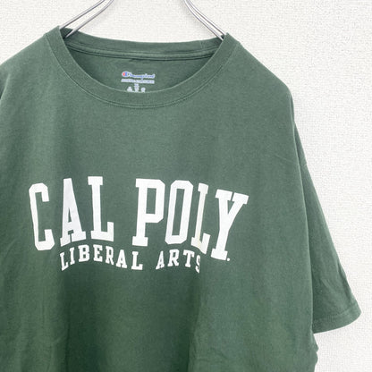 古着 used　champion チャンピオン　半袖カレッジプリントTシャツ　カリフォルニア工科大学　クルーネック　緑　XLサイズ