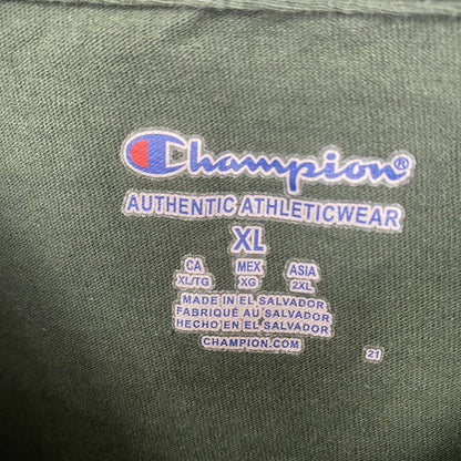 古着 used　champion チャンピオン　半袖カレッジプリントTシャツ　カリフォルニア工科大学　クルーネック　緑　XLサイズ