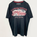 古着 used　EDC BRAND　半袖デザインプリントTシャツ　クルーネック　Supply Company　黒　2XLサイズ