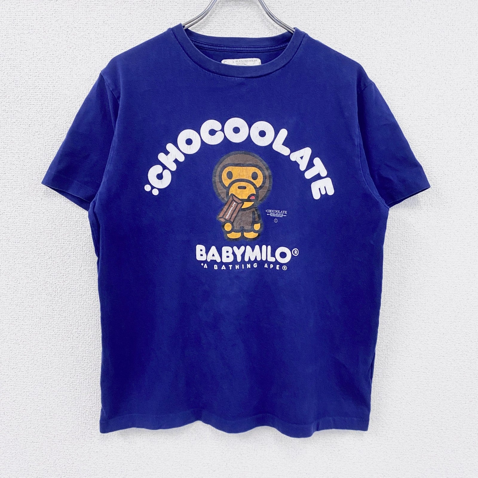 APE　エイプ　：CHOCOOLATE　BABYMILO　半袖プリントTシャツ　紺　ネイビー　Lサイズ