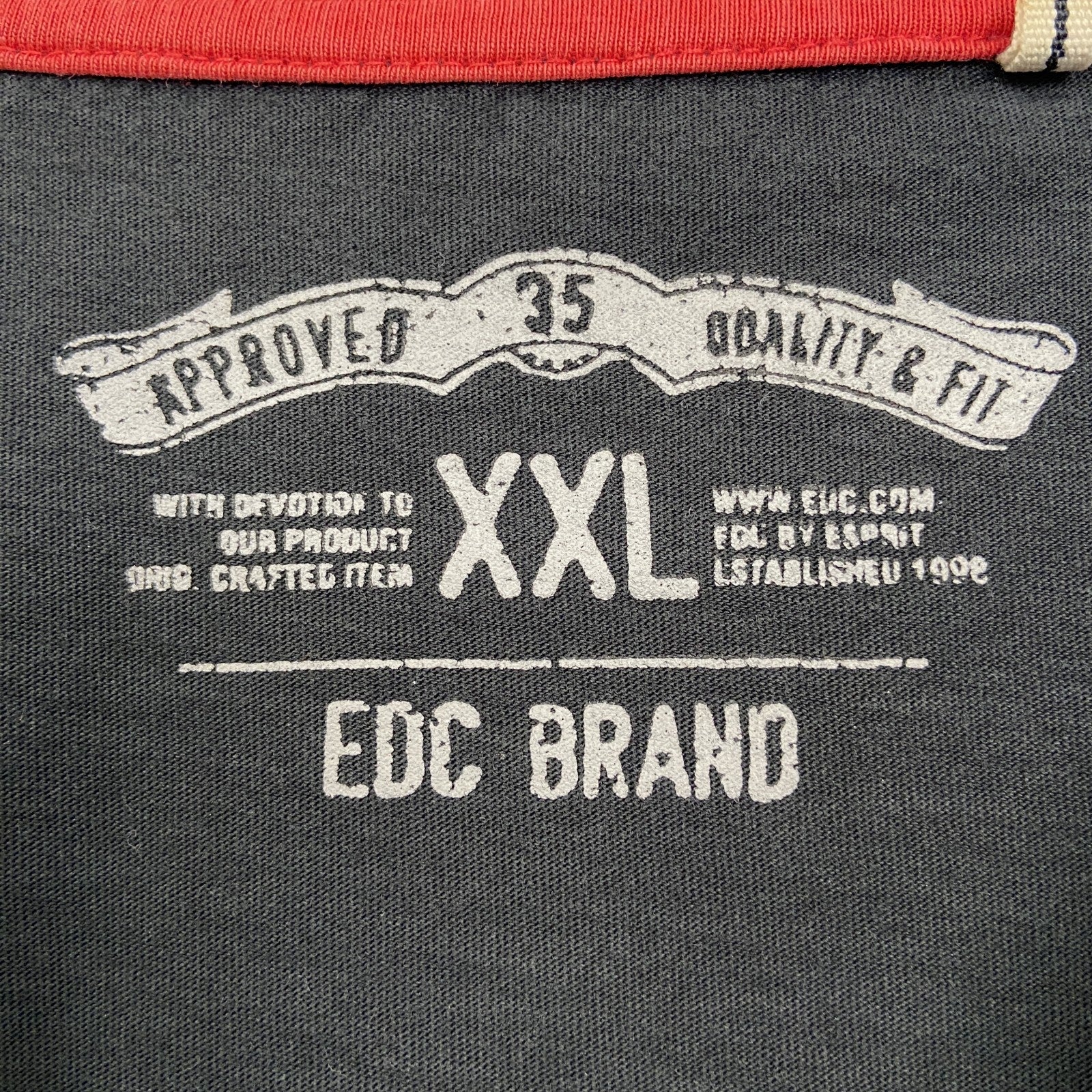 古着 used　EDC BRAND　半袖デザインプリントTシャツ　クルーネック　Supply Company　黒　2XLサイズ