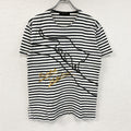 Rudolph Valentino　ルドルフ・ヴァレンティノ　半袖プリントTシャツ　ボーダー柄　白　ホワイト　黒　ブラック　Mサイズ