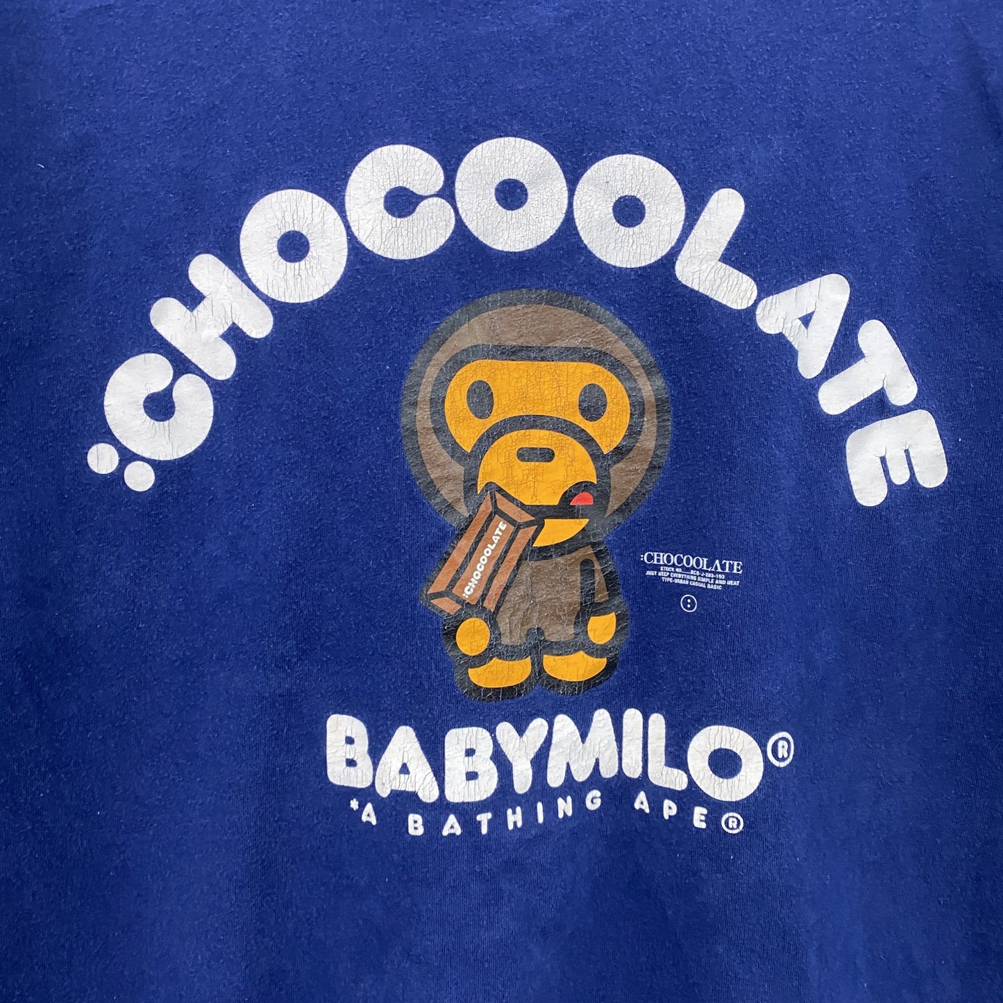 APE　エイプ　：CHOCOOLATE　BABYMILO　半袖プリントTシャツ　紺　ネイビー　Lサイズ