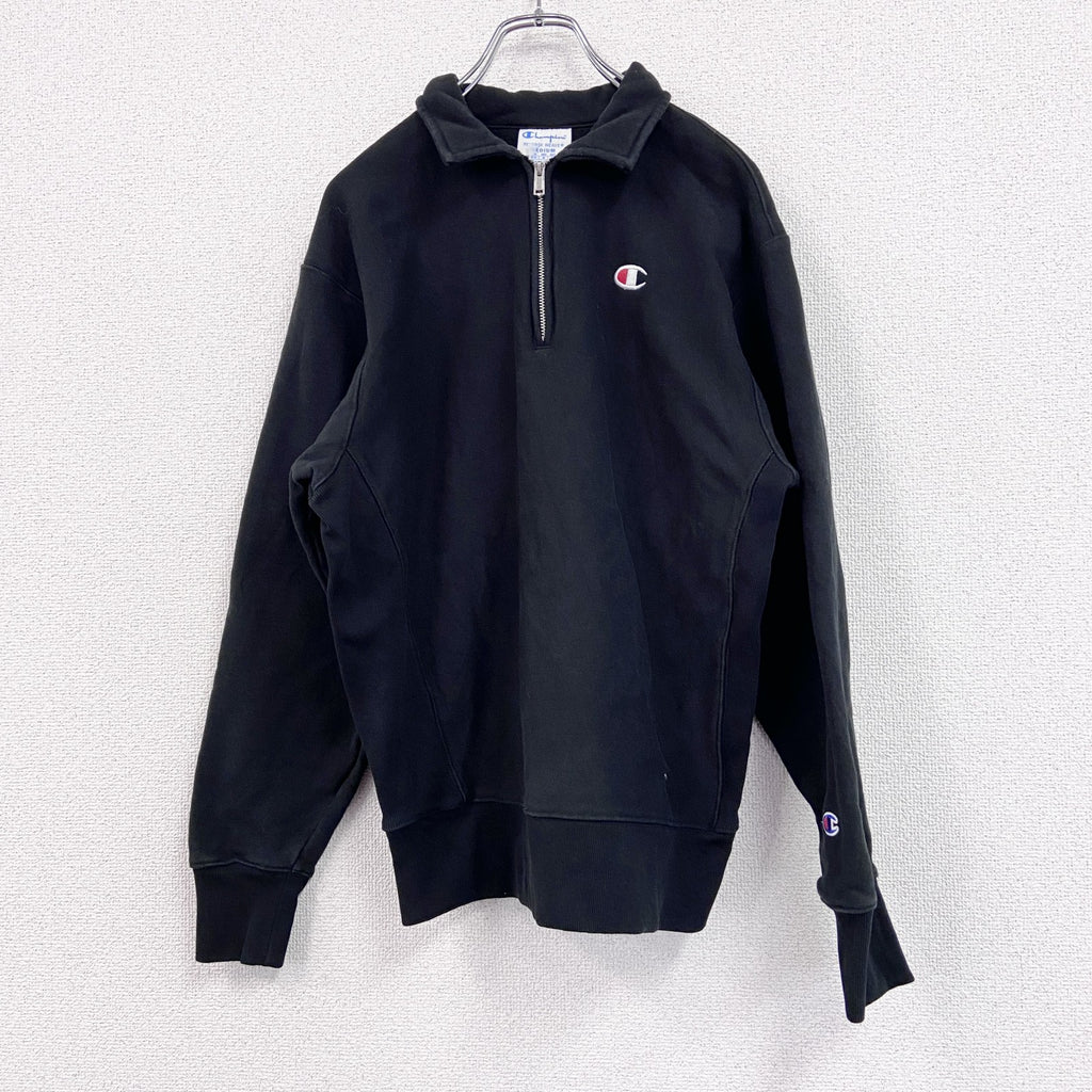 Champion　チャンピオン　リバースウィーブ　ハーフジップスウェット/トレーナー　黒　ブラック　Mサイズ