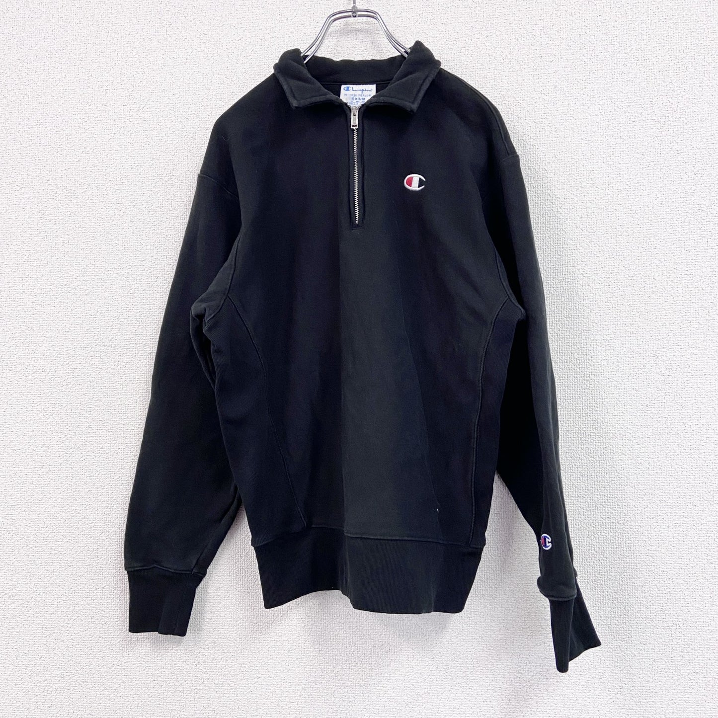 Champion　チャンピオン　リバースウィーブ　ハーフジップスウェット/トレーナー　黒　ブラック　Mサイズ