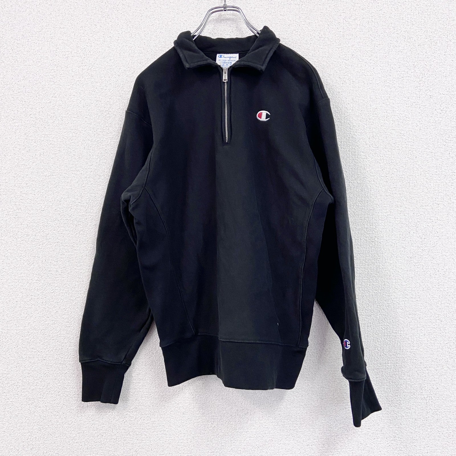 Champion　チャンピオン　リバースウィーブ　ハーフジップスウェット/トレーナー　黒　ブラック　Mサイズ