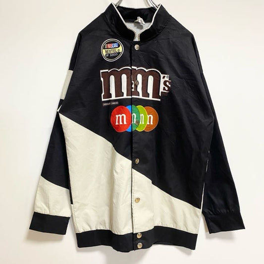 古着 used　CHICYEA　M＆M’S　エムアンドエムズ　長袖ハイネックブルゾン　レーシングジャケット　チョコ　黒　Mサイズ