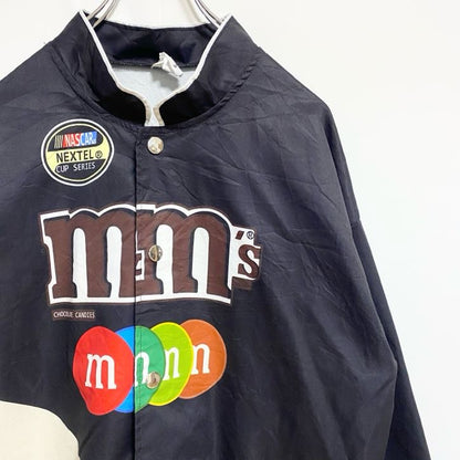 古着 used　CHICYEA　M＆M’S　エムアンドエムズ　長袖ハイネックブルゾン　レーシングジャケット　チョコ　黒　Mサイズ