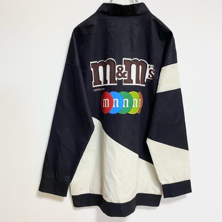 古着 used　CHICYEA　M＆M’S　エムアンドエムズ　長袖ハイネックブルゾン　レーシングジャケット　チョコ　黒　Mサイズ