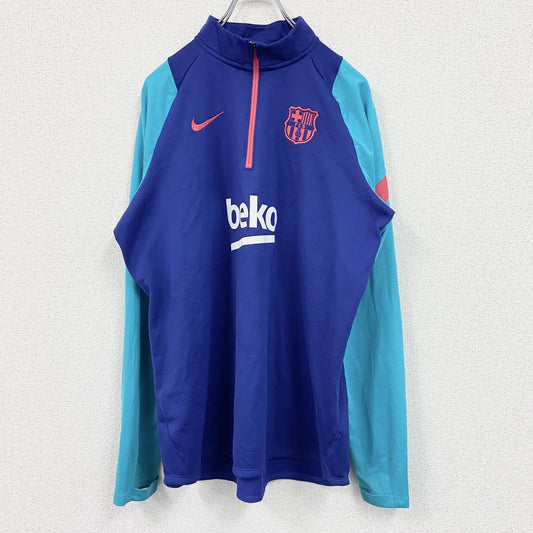 NIKE　ナイキ　ハーフジッププルオーバージャケット　バイカラー　青　ブルー　XLサイズ