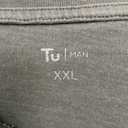 古着 used　Tu MAN　半袖ビッグプリントTシャツ　バイク　INDIANA SALVAGE　深緑　グリーン　2XLサイズ