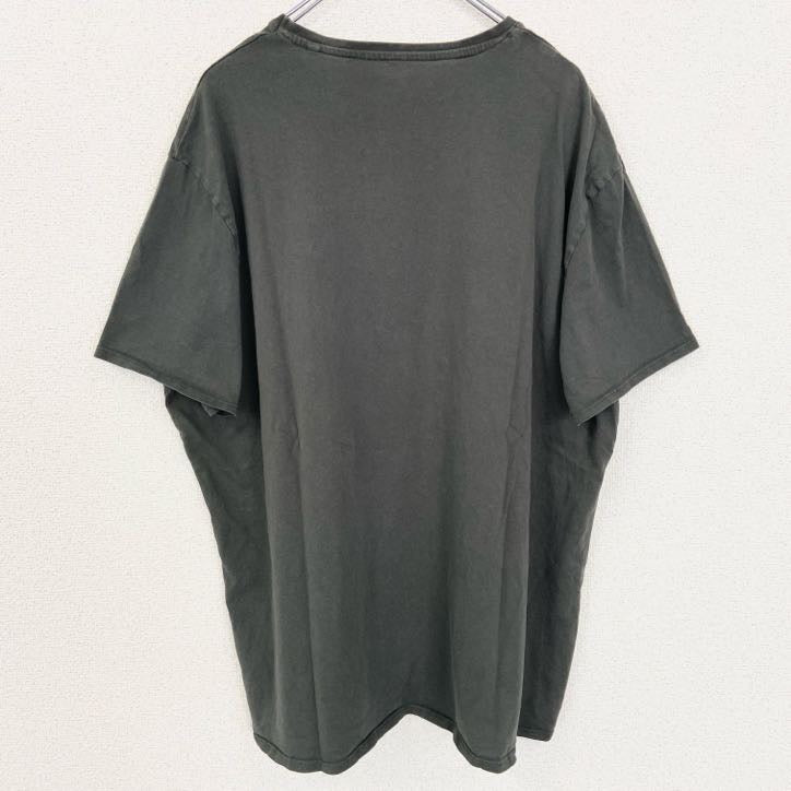 古着 used　Tu MAN　半袖ビッグプリントTシャツ　バイク　INDIANA SALVAGE　深緑　グリーン　2XLサイズ