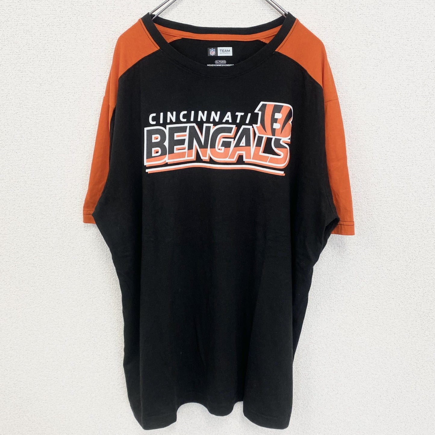 古着 used　メキシコ製　NFL　半袖オフィシャルプリントTシャツ　アメフト　シンシナシティベンガルズ　黒　オレンジ　XLサイズ