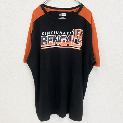 古着 used　メキシコ製　NFL　半袖オフィシャルプリントTシャツ　アメフト　シンシナシティベンガルズ　黒　オレンジ　XLサイズ