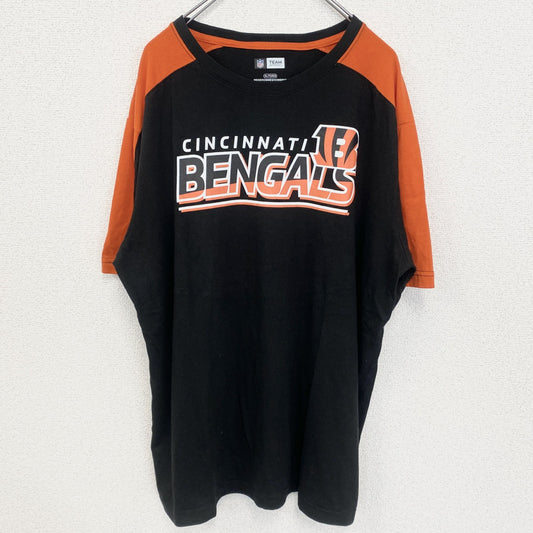 古着 used　メキシコ製　NFL　半袖オフィシャルプリントTシャツ　アメフト　シンシナシティベンガルズ　黒　オレンジ　XLサイズ