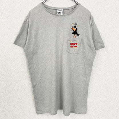 古着 used　Warner Bros　ワーナーブラザーズ　半袖刺繍ポケットTシャツ　LOONEY TUNES　グレー　Mサイズ