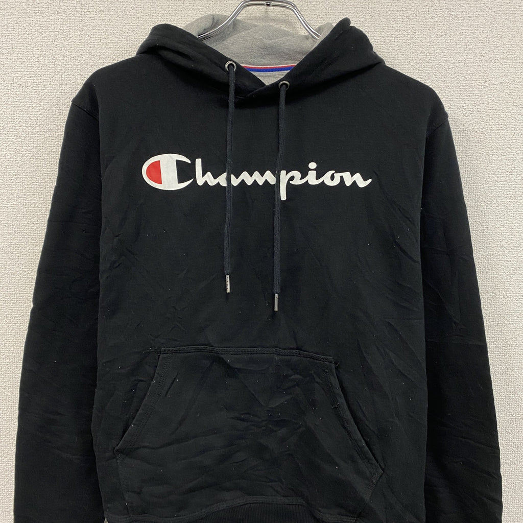 champion　チャンピオン　スウェットパーカー/フーディー　ロゴプリント　デカロゴ　現行　黒　ブラック　Sサイズ