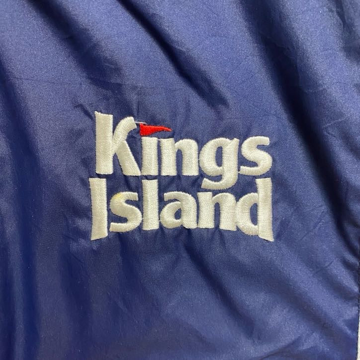 古着 used　SPORTTEK　長袖ハイネックナイロンジャケット　ワンポイント刺繍　Kings Island　ネイビー　Lサイズ