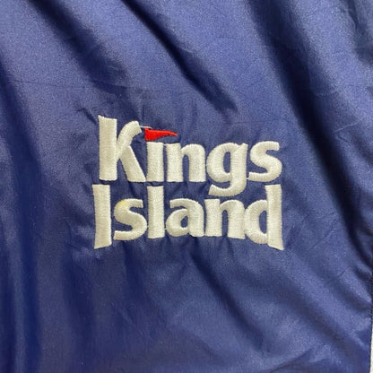 古着 used　SPORTTEK　長袖ハイネックナイロンジャケット　ワンポイント刺繍　Kings Island　ネイビー　Lサイズ