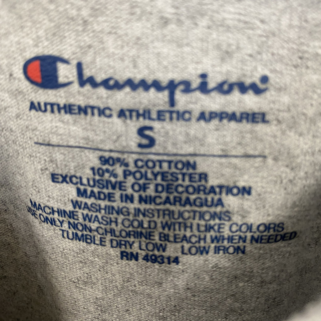 古着 used　champion チャンピオン　半袖カレッジプリントTシャツ　ラクロス　レトロ　ホイーリング大学　グレー　Sサイズ