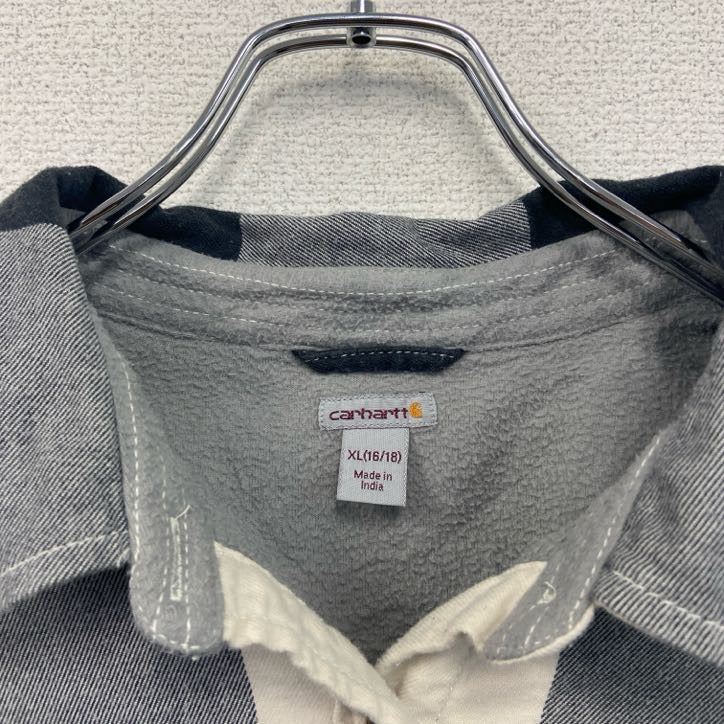 Carhartt　カーハート　シャツジャケット　ネルシャツ　ポケット付き　裏起毛　チェック柄　グレー　XLサイズ