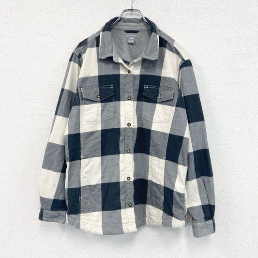 Carhartt　カーハート　シャツジャケット　ネルシャツ　ポケット付き　裏起毛　チェック柄　グレー　XLサイズ