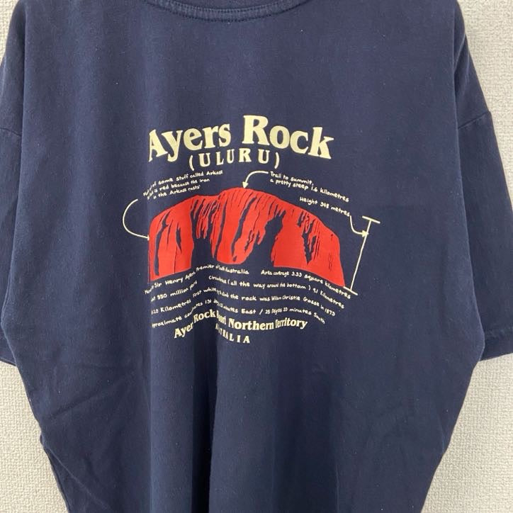 古着 used　Ayers Rock Designs　半袖デザインプリントTシャツ　クルーネック　ULURU　黒　Mサイズ