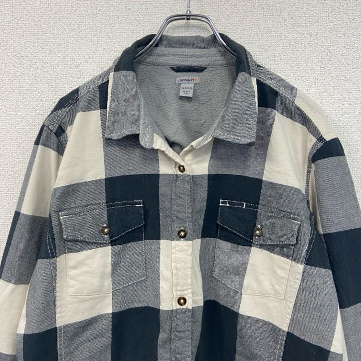 Carhartt　カーハート　シャツジャケット　ネルシャツ　ポケット付き　裏起毛　チェック柄　グレー　XLサイズ