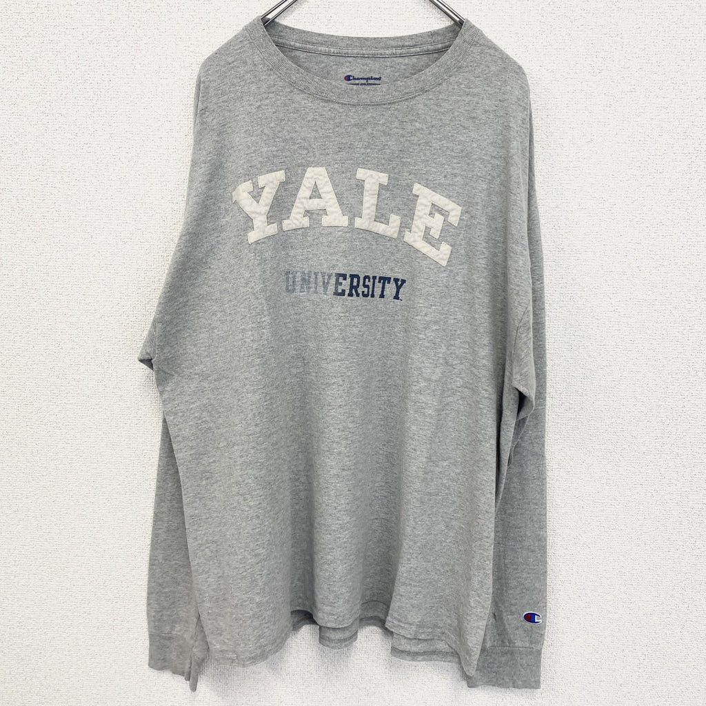 古着 used　champion チャンピオン　長袖カレッジプリントTシャツ　ロンT 　イェール大学　クルーネック　XLサイズ