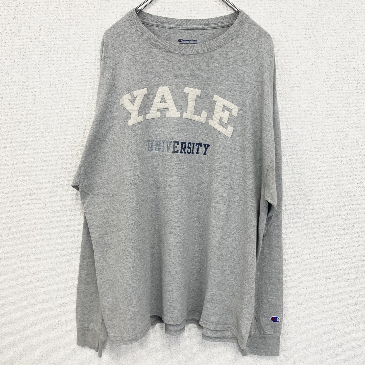 古着 used　champion チャンピオン　長袖カレッジプリントTシャツ　ロンT 　イェール大学　クルーネック　XLサイズ