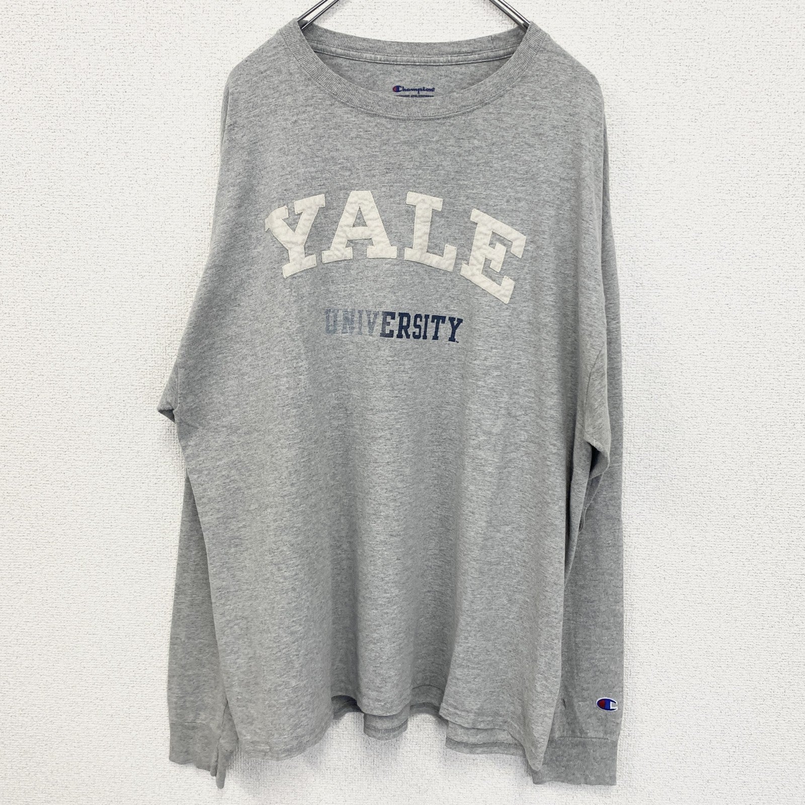 古着 used　champion チャンピオン　長袖カレッジプリントTシャツ　ロンT 　イェール大学　クルーネック　XLサイズ