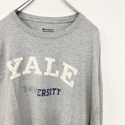 古着 used　champion チャンピオン　長袖カレッジプリントTシャツ　ロンT 　イェール大学　クルーネック　XLサイズ