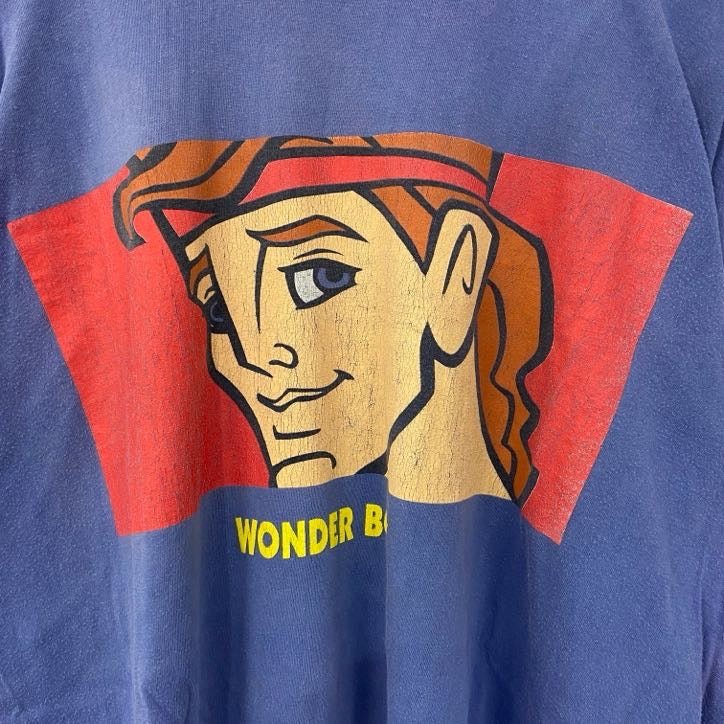 古着 used　Disney ディズニー　ヘラクレス　半袖キャラクタープリントTシャツ　クルーネック　レトロ　青　Mサイズ
