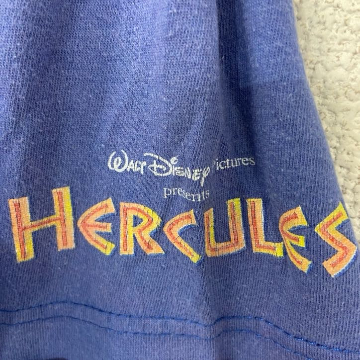 古着 used　Disney ディズニー　ヘラクレス　半袖キャラクタープリントTシャツ　クルーネック　レトロ　青　Mサイズ