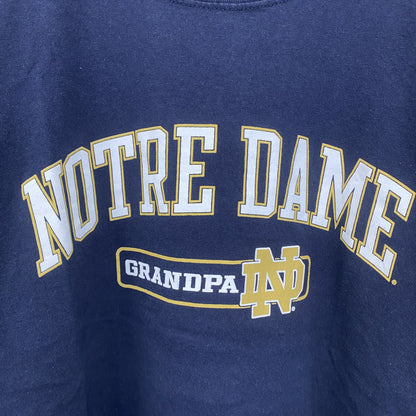 古着 used　champion チャンピオン　半袖カレッジプリントTシャツ　ノートルダム大学　クルーネック　ネイビー　Lサイズ