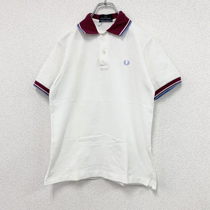 FRED PERRY　フレッドペリー　半袖ポロシャツ　刺繍ロゴ　白　ホワイト　Sサイズ