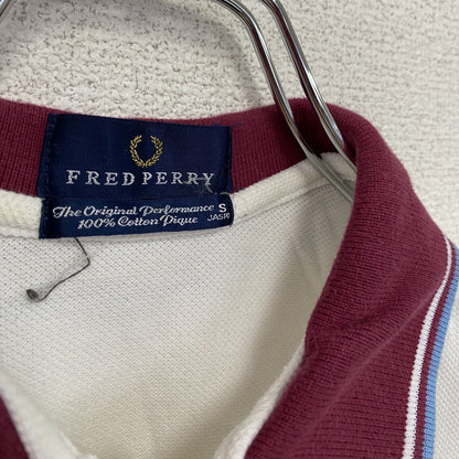 FRED PERRY　フレッドペリー　半袖ポロシャツ　刺繍ロゴ　白　ホワイト　Sサイズ