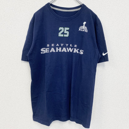 古着 used　NIKE ナイキ　半袖プリントTシャツ　SUPER BOWL　アメフト　シアトルシーホークス　ネイビー　Mサイズ